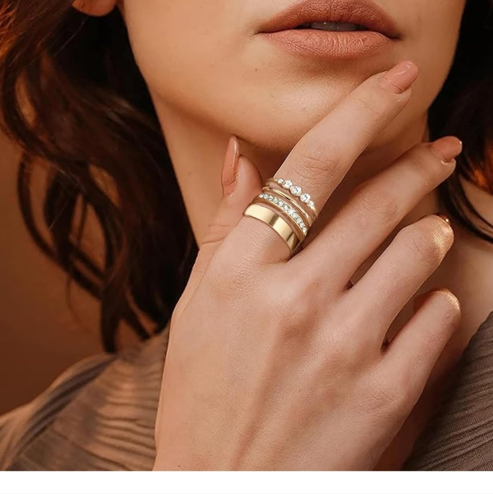 Gold Women's Ring Set - Elegant Stackable Fashion… - image 3